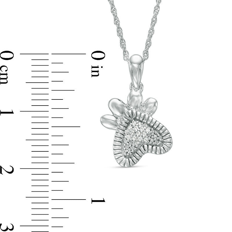 0.05 CT. T.W. Natural Diamond Dog Paw Print Pendant in Sterling Silver