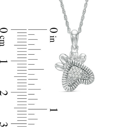 0.05 CT. T.W. Natural Diamond Dog Paw Print Pendant in Sterling Silver