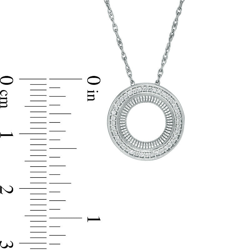 0.1 CT. T.W. Natural Diamond Double Circle Pendant in Sterling Silver