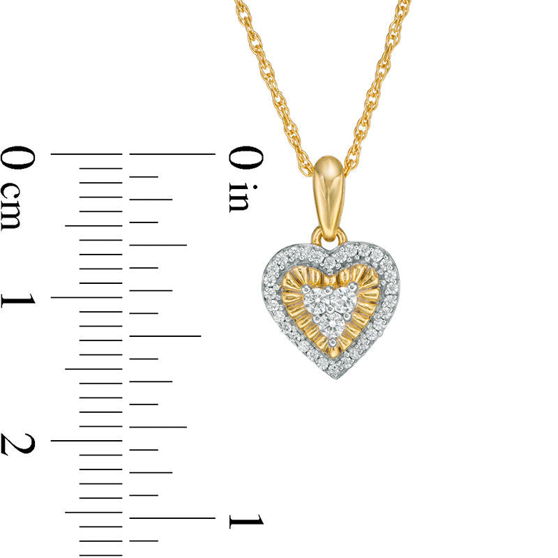 0.17 CT. T.W. Natural Diamond Heart Frame Pendant in 10K Yellow Gold