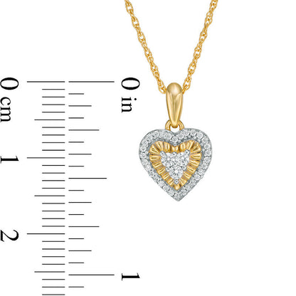 0.17 CT. T.W. Natural Diamond Heart Frame Pendant in 10K Yellow Gold