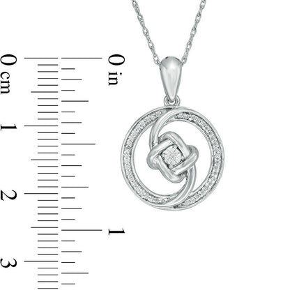 0.13 CT. T.W. Natural Diamond Love Knot Swirl Circle Pendant in Sterling Silver