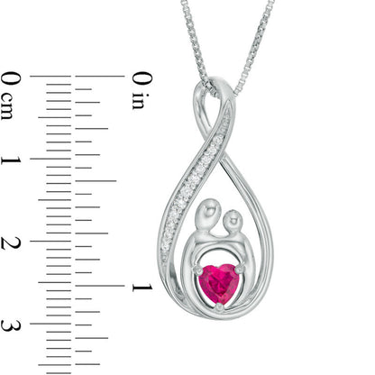 5.0mm Heart-Shaped Lab-Created Ruby and White Sapphire Infinity Motherly Love Pendant in Sterling Silver