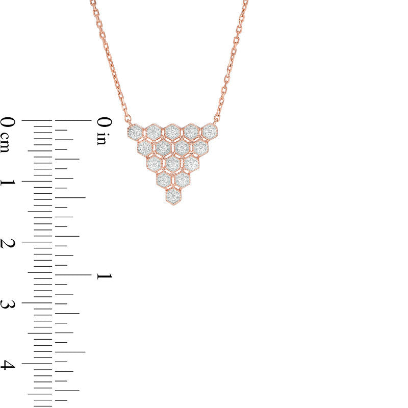 0.17 CT. T.W. Natural Diamond Honeycomb Triangle Antique Vintage Style Necklace in 10K Rose Gold