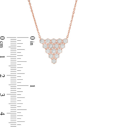 0.17 CT. T.W. Natural Diamond Honeycomb Triangle Antique Vintage Style Necklace in 10K Rose Gold