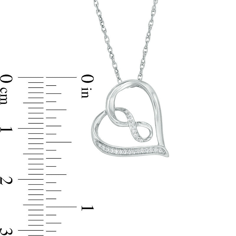 0.05 CT. T.W. Natural Diamond Infinity Tilted Heart Pendant in 10K White Gold