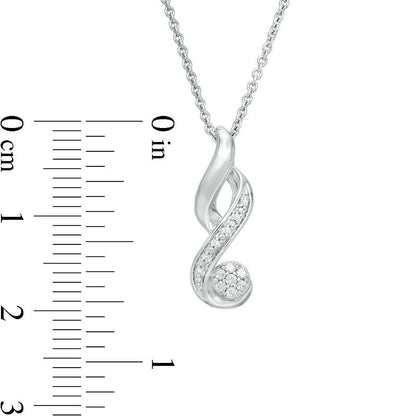 0.07 CT. T.W. Composite Natural Diamond Flame Pendant in Sterling Silver