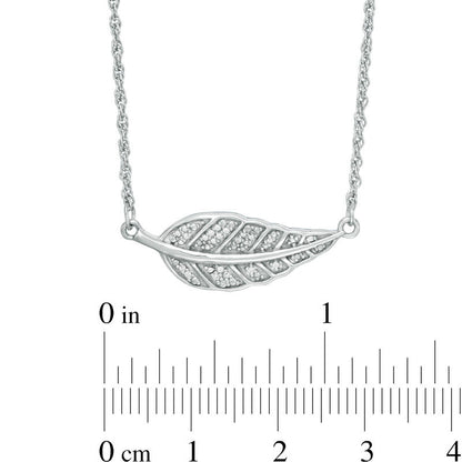 0.05 CT. T.W. Natural Diamond Feather "Be Free" Message Necklace in Sterling Silver - 17"
