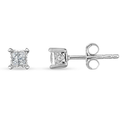0.2 CT. T.W. Princess-Cut Diamond Solitaire Stud Earrings in 14K White Gold