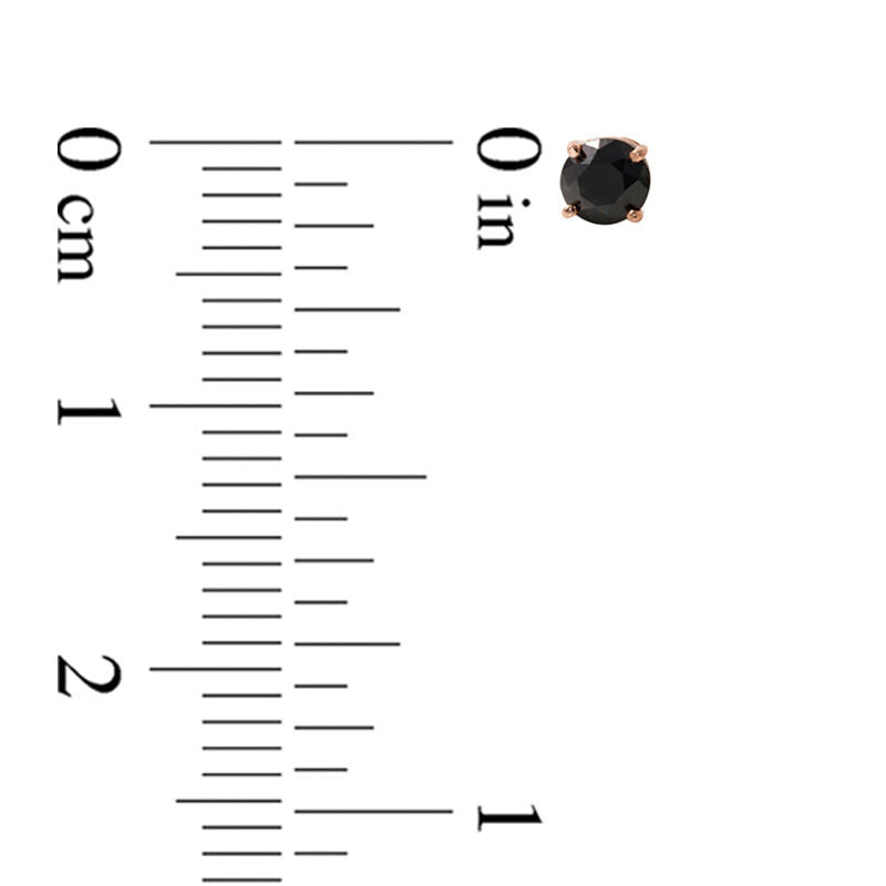 0.33 CT. T.W. Enhanced Black Diamond Solitaire Stud Earrings in 14K Rose Gold