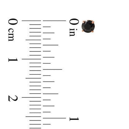 0.33 CT. T.W. Enhanced Black Diamond Solitaire Stud Earrings in 14K Rose Gold