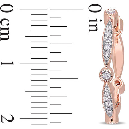 0.33 CT. T.W. Diamond Alternating Vintage-Style Hoop Earrings in 10K Rose Gold