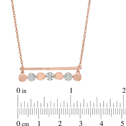 0.17 CT. T.W. Natural Diamond Circle and Bar Necklace in 10K Rose Gold