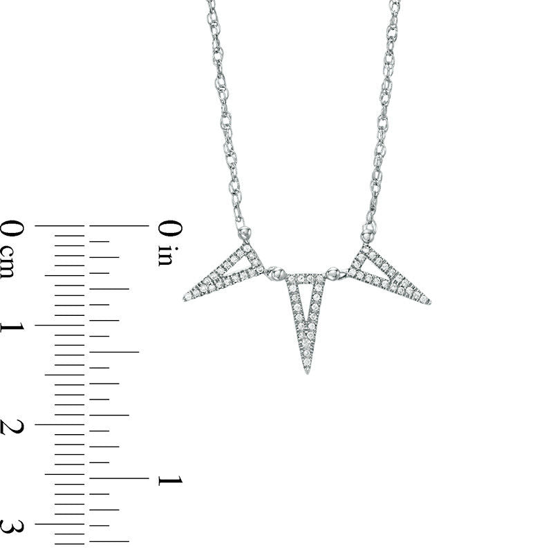 0.13 CT. T.W. Natural Diamond Triple Triangle Necklace in 10K White Gold
