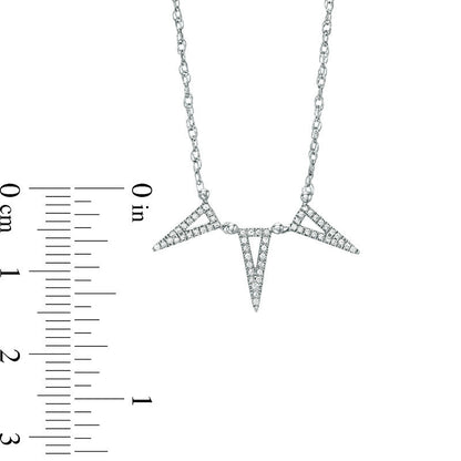 0.13 CT. T.W. Natural Diamond Triple Triangle Necklace in 10K White Gold