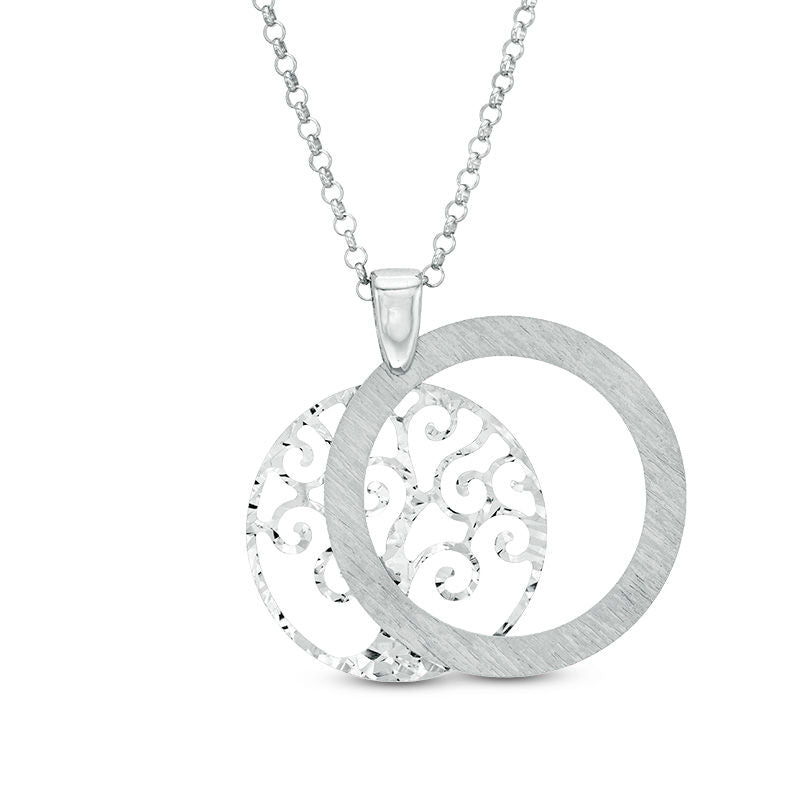 Natural Diamond-Cut Tree of Life Pendant in Sterling Silver