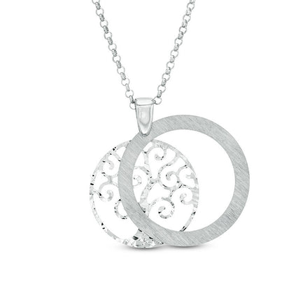 Natural Diamond-Cut Tree of Life Pendant in Sterling Silver