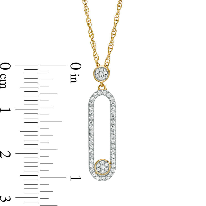 0.2 CT. T.W. Natural Diamond Vertical Elongated Oval Pendant in 10K Yellow Gold
