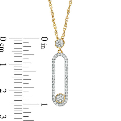 0.2 CT. T.W. Natural Diamond Vertical Elongated Oval Pendant in 10K Yellow Gold
