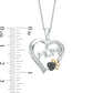 0.05 CT. T.W. Enhanced Black and White Natural Diamond "MOM" with Paw Print Heart Pendant in Sterling Silver and 10K Yellow Gold