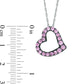Graduated Lab-Created Pink Sapphire Tilted Heart Pendant in Sterling Silver with Black Rhodium