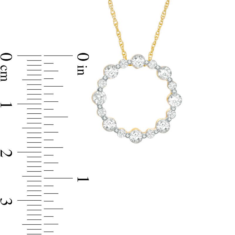 Lab-Created White Sapphire Open Circle Pendant in 10K Yellow Gold