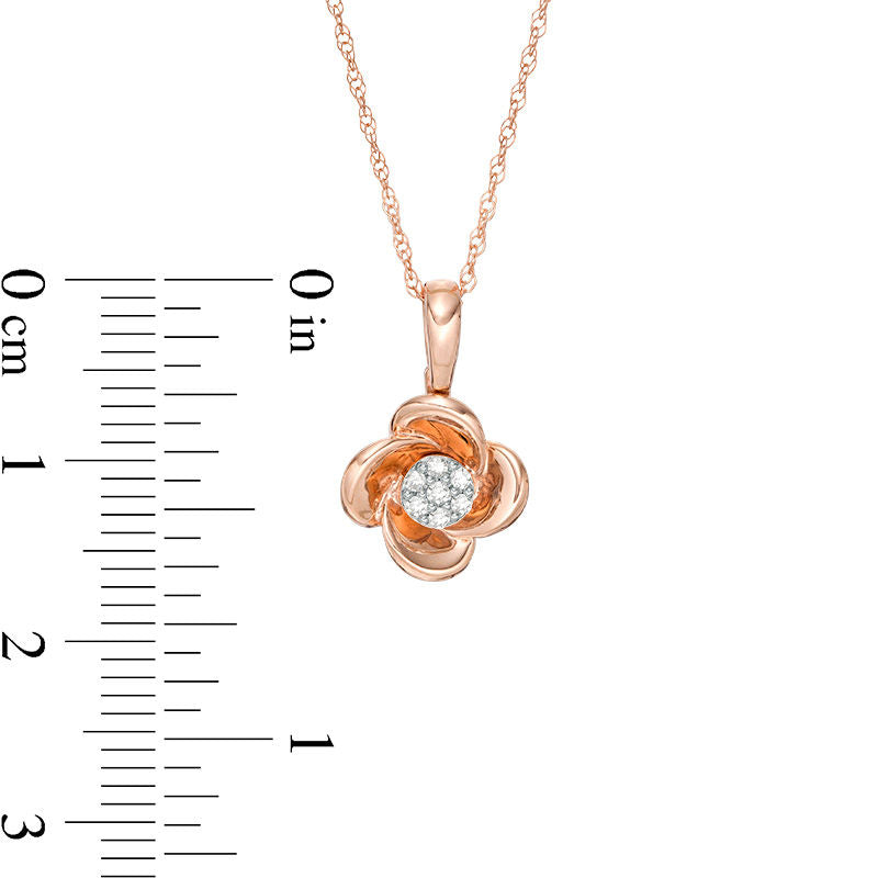0.05 CT. T.W. Composite Natural Diamond Flower Pendant in 10K Rose Gold