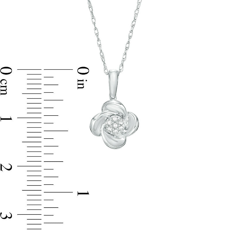 0.05 CT. T.W. Composite Natural Diamond Flower Pendant in 10K White Gold