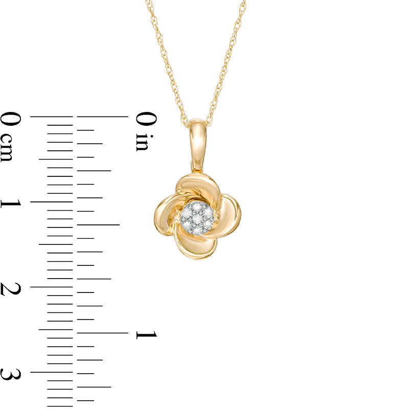0.05 CT. T.W. Composite Natural Diamond Flower Pendant in 10K Yellow Gold