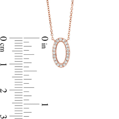 0.13 CT. T.W. Natural Diamond Mini Oval Necklace in 10K Rose Gold