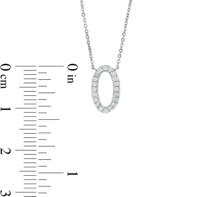 0.13 CT. T.W. Natural Diamond Mini Oval Necklace in 10K White Gold