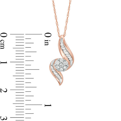 0.2 CT. T.W. Composite Natural Diamond Flame Pendant in 10K Rose Gold