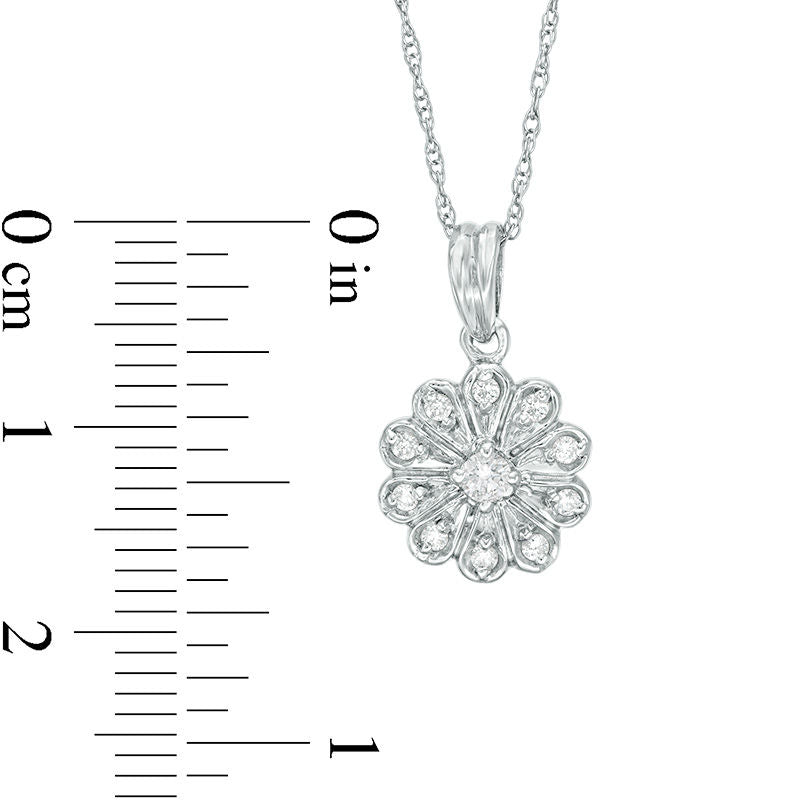 0.17 CT. T.W. Natural Diamond Flower Frame Pendant in 10K White Gold