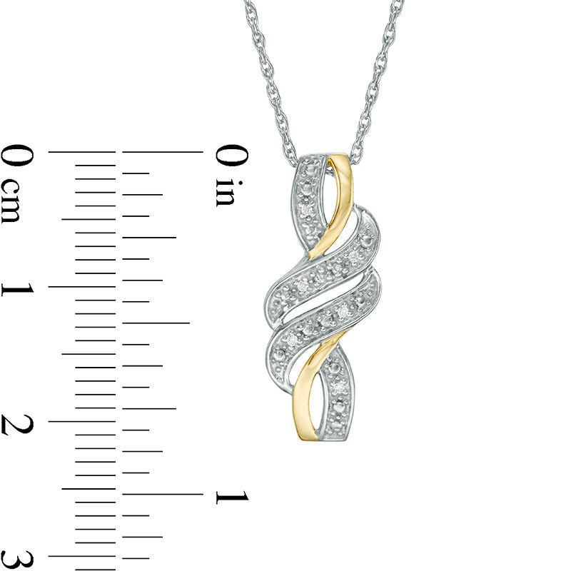 0.05 CT. T.W. Natural Diamond Crossover Wave Pendant in Sterling Silver with 14K Gold Plate