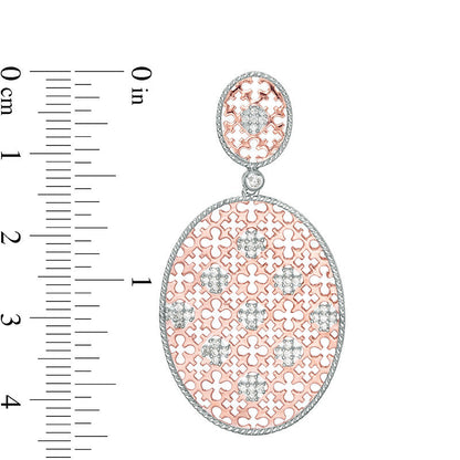0.5 CT. T.W. Diamond Lattice Oval Drop Earrings in 10K Rose Gold