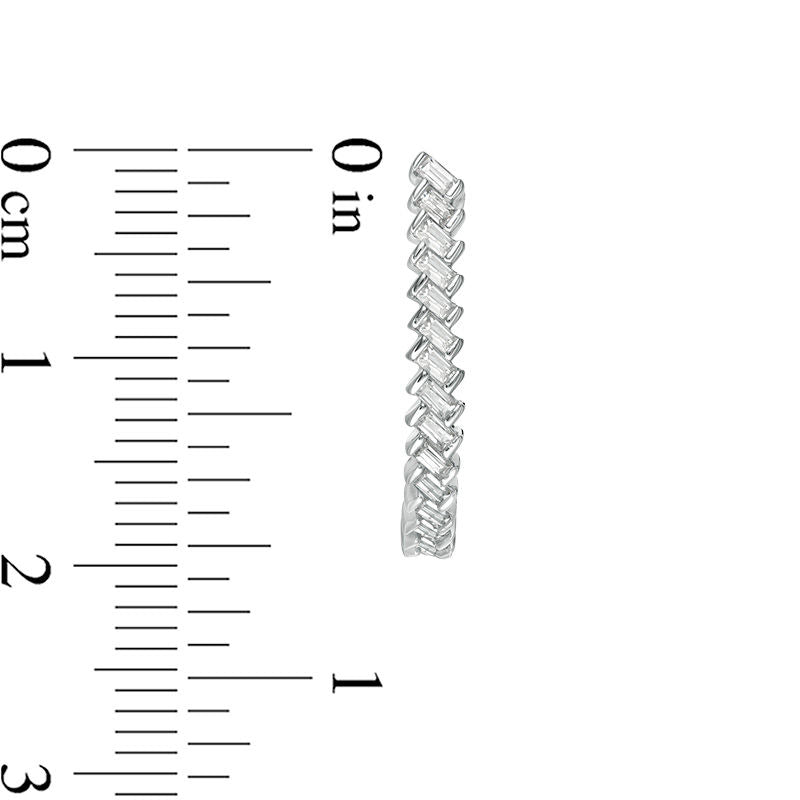 0.5 CT. T.W. Baguette Diamond Zig-Zag J-Hoop Earrings in 10K White Gold
