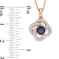 5.0mm Lab-Created Blue Sapphire and 0.17 CT. T.W. Diamond Flower Swirl Frame Pendant in 10K Rose Gold