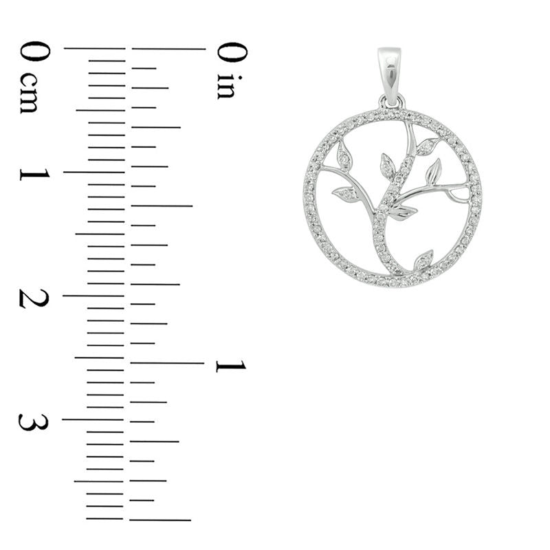 0.2 CT. T.W. Natural Diamond Vine Cut-Out Circle Pendant in 10K White Gold
