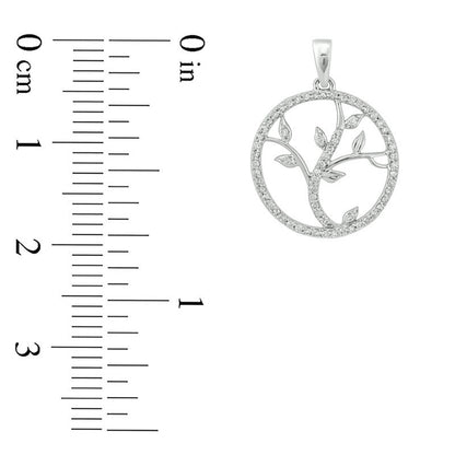 0.2 CT. T.W. Natural Diamond Vine Cut-Out Circle Pendant in 10K White Gold
