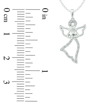 0.05 CT. T.W. Natural Diamond Angel Pendant in Sterling Silver