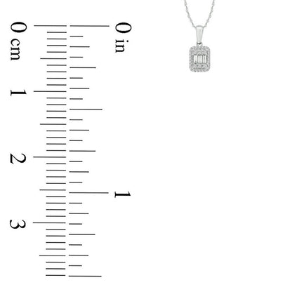 0.2 CT. T.W. Composite Natural Diamond Rectangle Frame Pendant in 10K White Gold