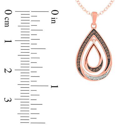 0.17 CT. T.W. Champagne and White Natural Diamond Double Pear-Shaped Pendant in 10K Rose Gold