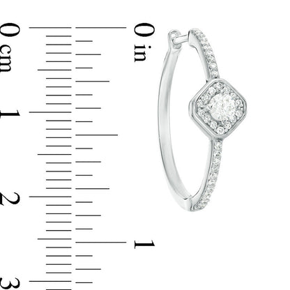 0.75 CT. T.W. Diamond Tilted Square on Hoop Earrings in 10K White Gold