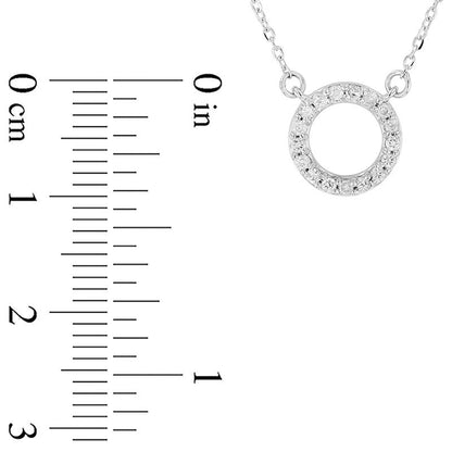 0.17 CT. T.W. Natural Diamond Circle Outline Necklace in 14K White Gold
