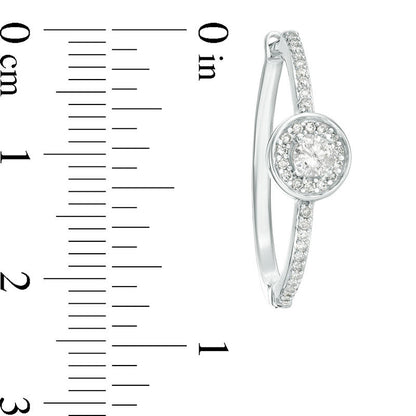 0.75 CT. T.W. Diamond Frame on Hoop Earrings in 10K White Gold