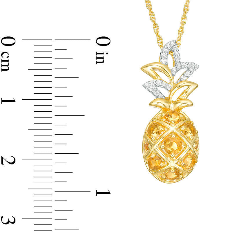 Citrine and 0.07 CT. T.W. Natural Diamond Pineapple Pendant in Sterling Silver with 14K Gold Plate