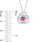 4.0mm Lab-Created Ruby and 0.1 CT. T.W. Diamond Love Knot Frame Pendant in Sterling Silver