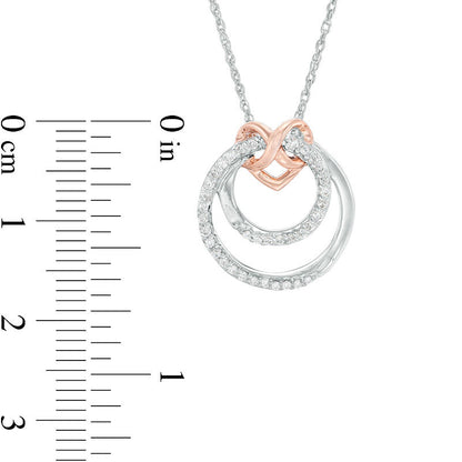 0.2 CT. T.W. Natural Diamond Infinity Heart and Double Circle Pendant in Sterling Silver and 10K Rose Gold