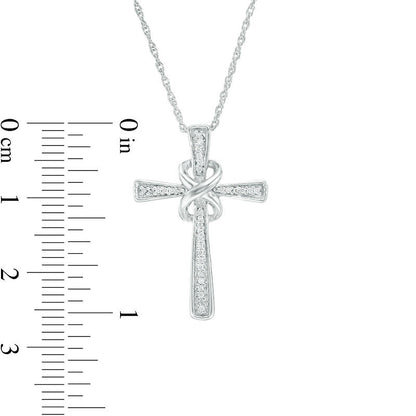 0.1 CT. T.W. Natural Diamond Infinity Knot Cross Pendant in Sterling Silver