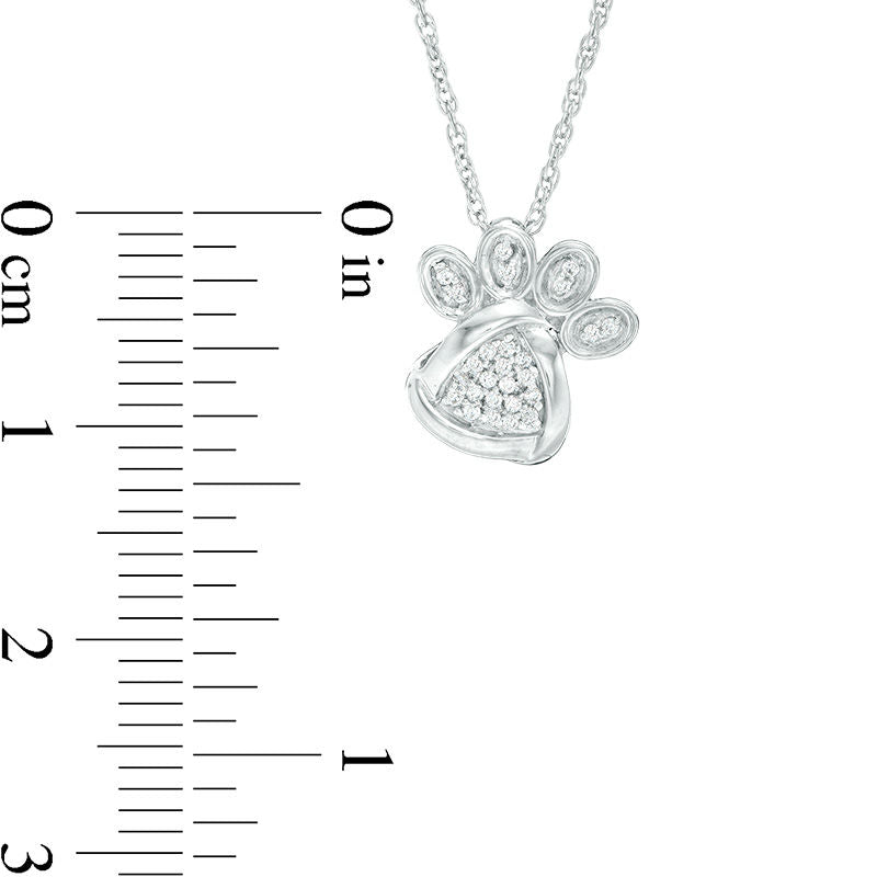 0.05 CT. T.W. Natural Diamond Love Knot Dog Paw Print Pendant in Sterling Silver